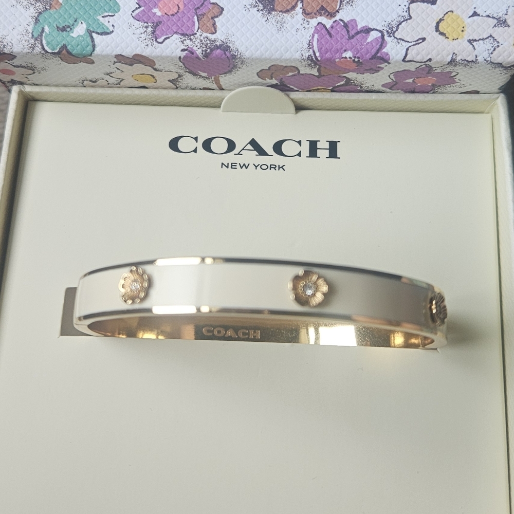 Coach White and Gold Floral Bracelet